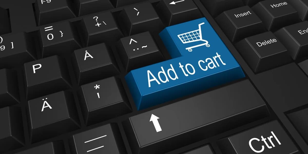 E-commerce Solutions - Keyboard with the enter button coloured blue and says Add to Cart